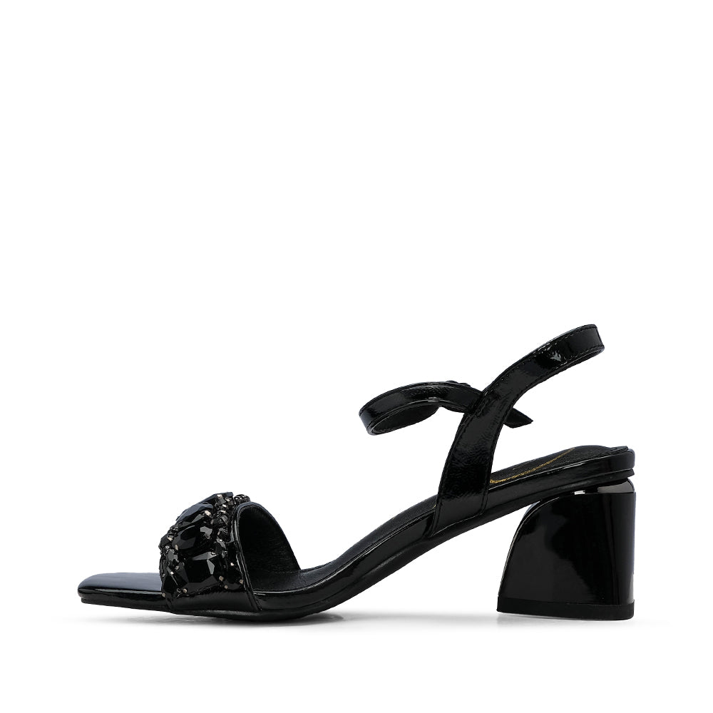 Sandália Salto Médio Mulher Verniz Preto