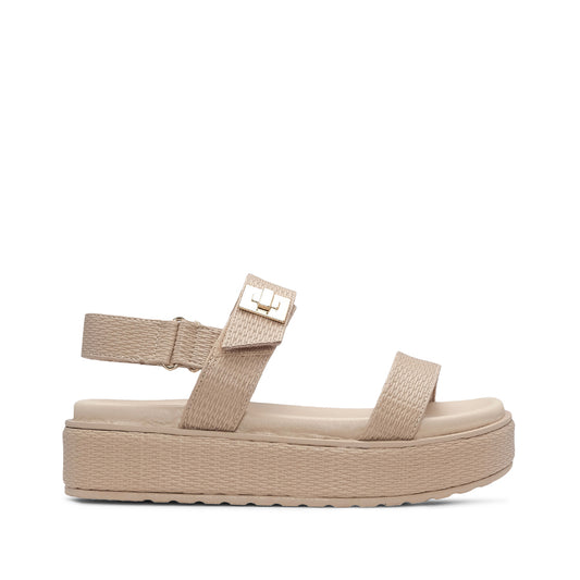 Sandália Plataforma Mulher Gravado Bege