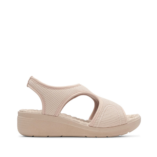 Sandália Conforto Mulher Têxtil Bege