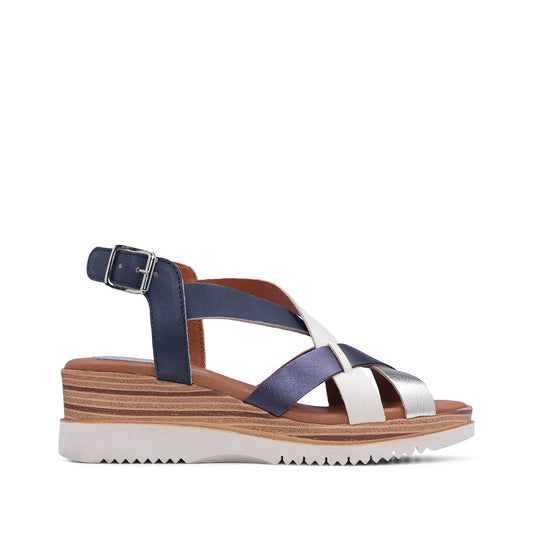 Sandália Salto Cunha Mulher Pele Azul