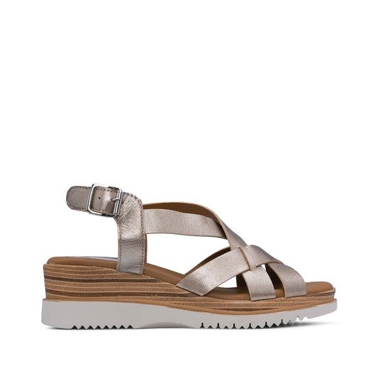 Sandália Salto Cunha Mulher Pele Platino