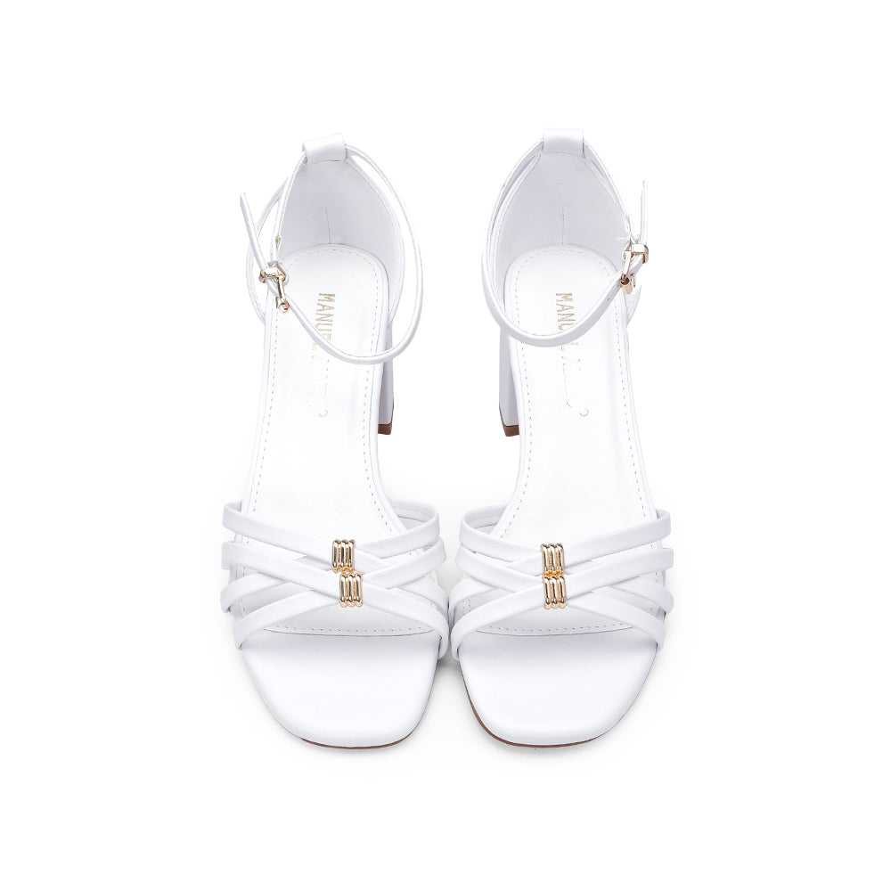 Sandália Salto Médio Mulher Pele Sintética Branco