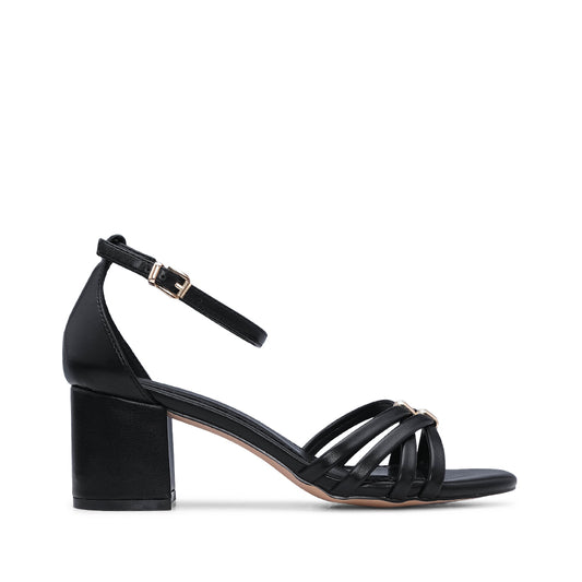 Sandália Salto Médio Mulher Pele Sintética Preto