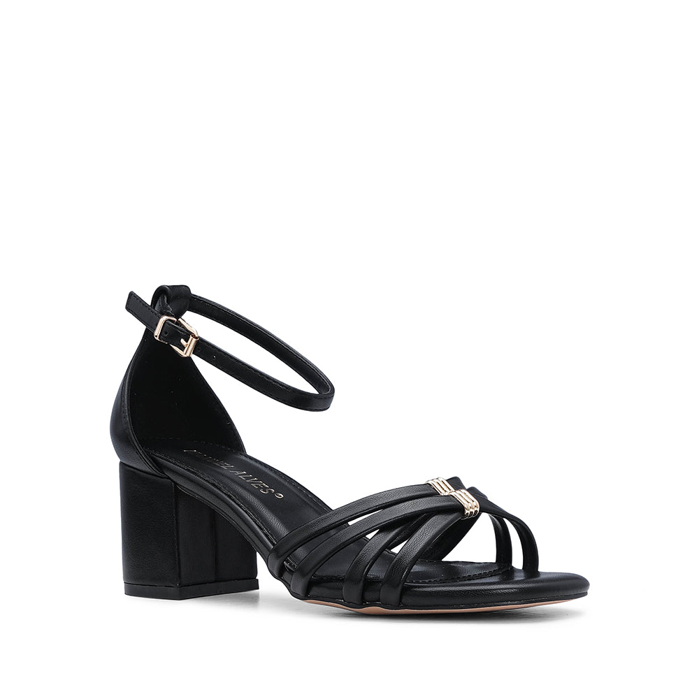 Sandália Salto Médio Mulher Pele Sintética Preto