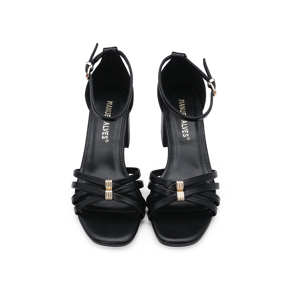 Sandália Salto Médio Mulher Pele Sintética Preto