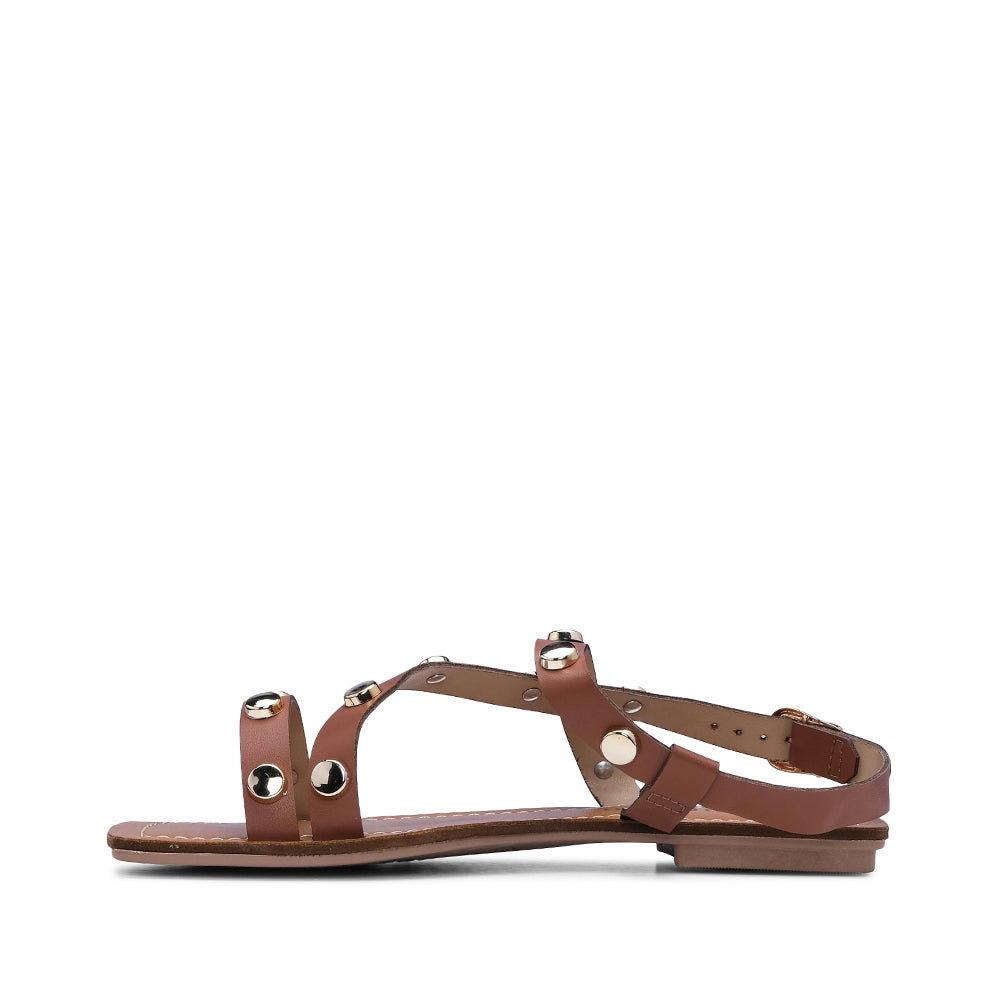 Sandália Salto Raso Mulher Camel