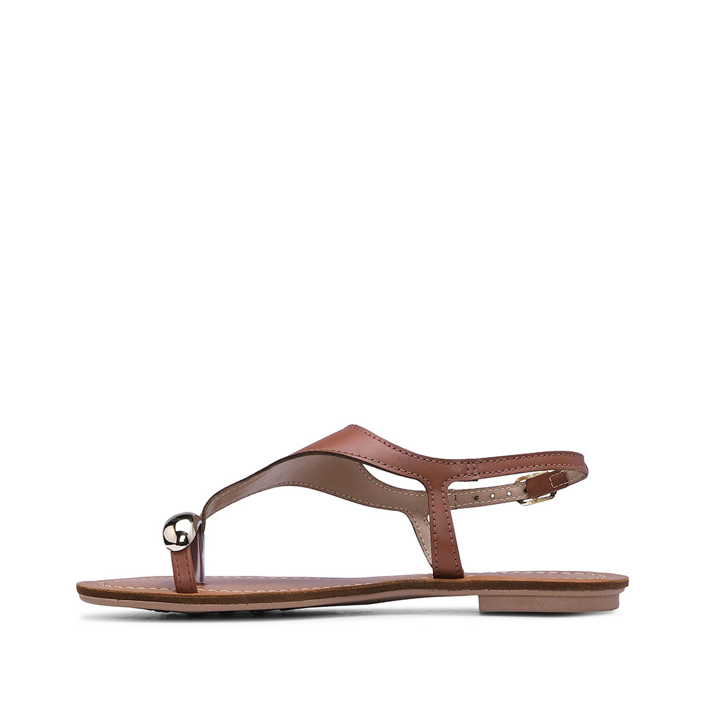 Sandália Salto Raso Mulher Camel