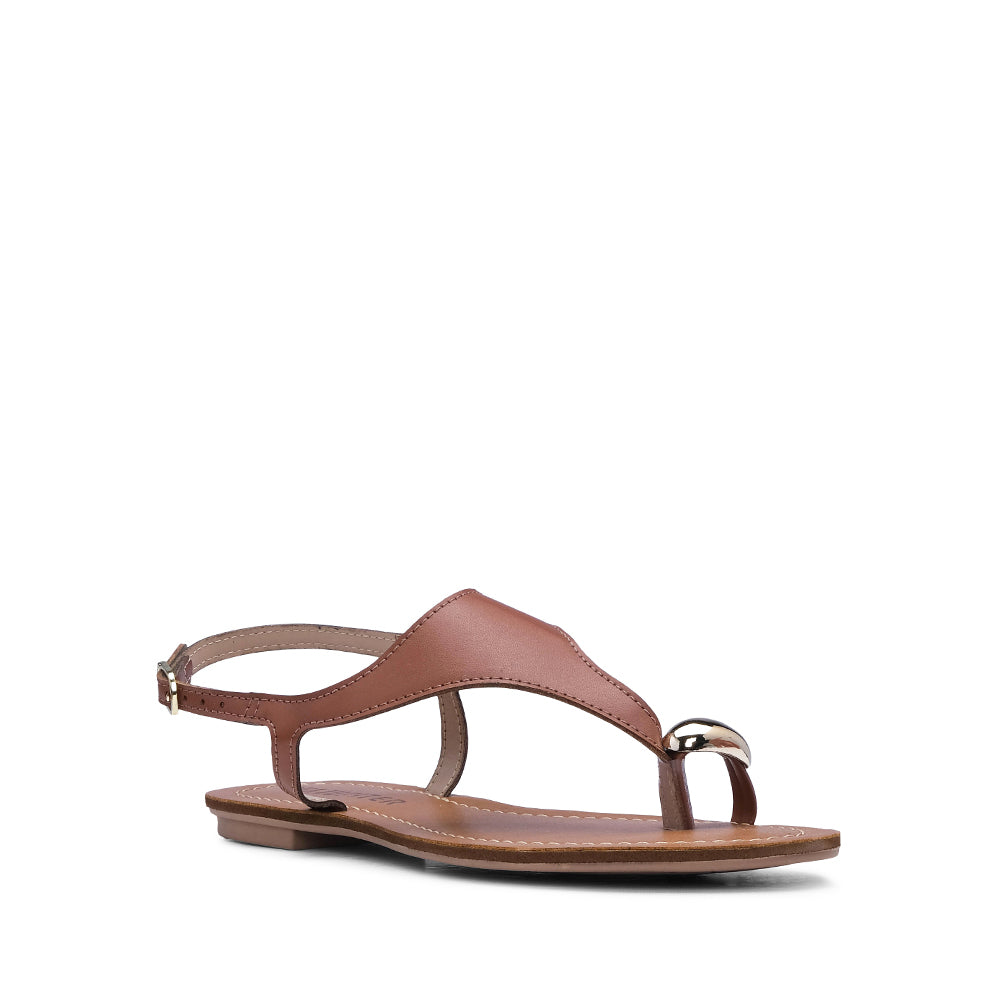 Sandália Salto Raso Mulher Camel