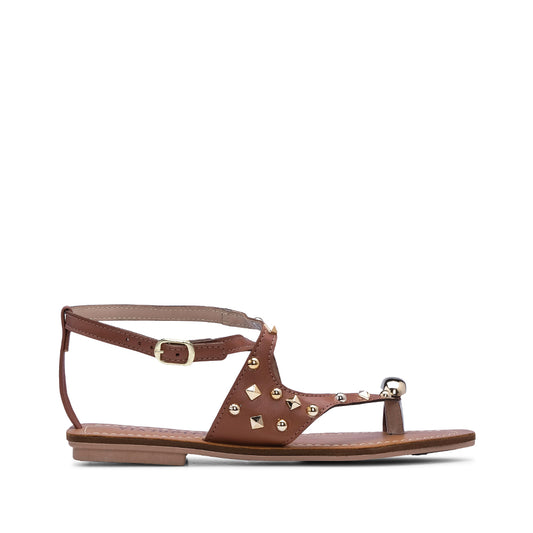 Sandália Salto Raso Mulher Camel