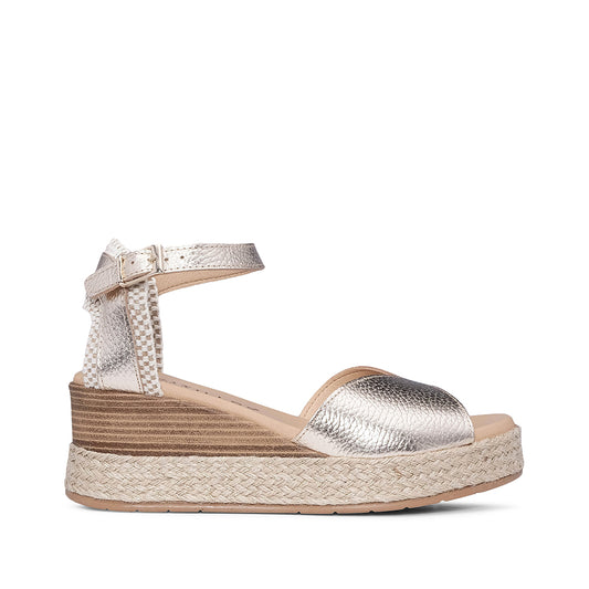 Sandália Salto Cunha Mulher Pele Dourado