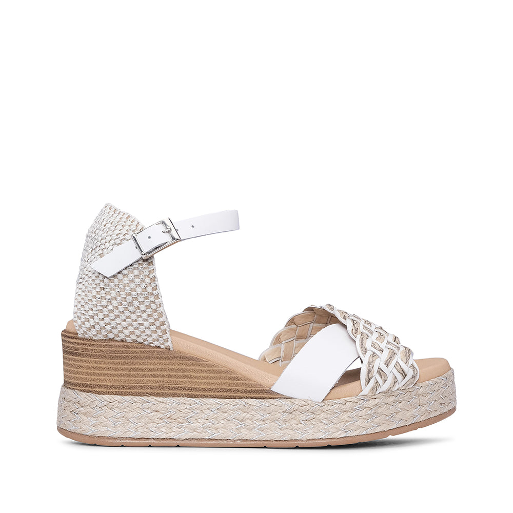 Sandália Salto Cunha Mulher Pele Branco