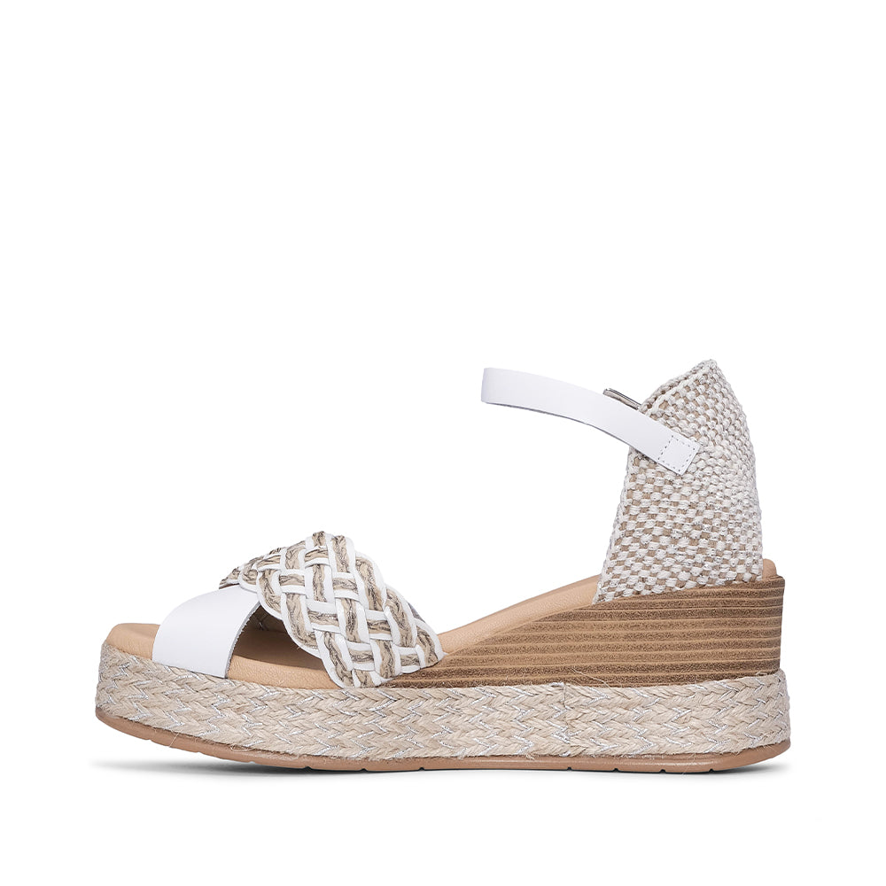 Sandália Salto Cunha Mulher Pele Branco