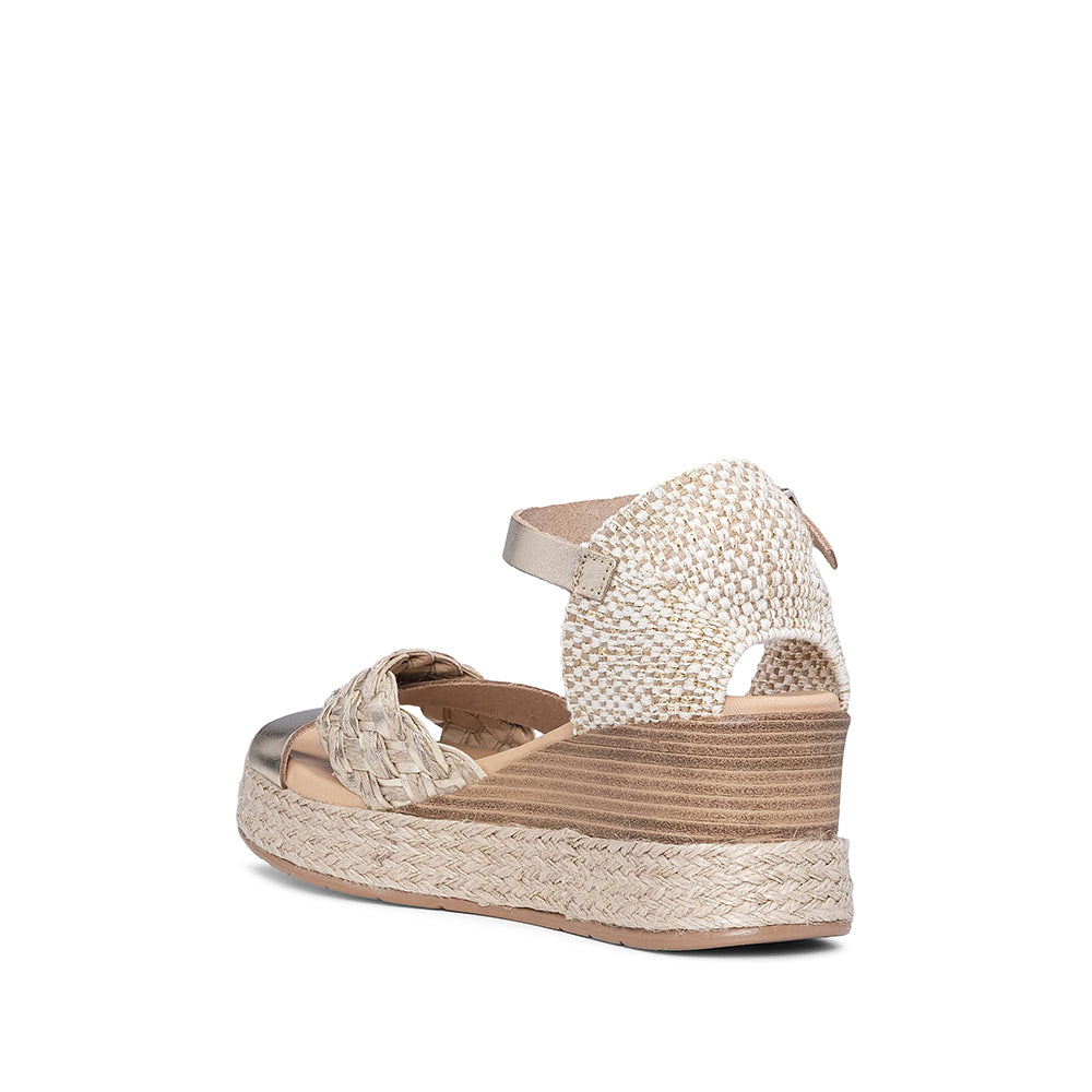 Sandália Salto Cunha Mulher Pele Dourado