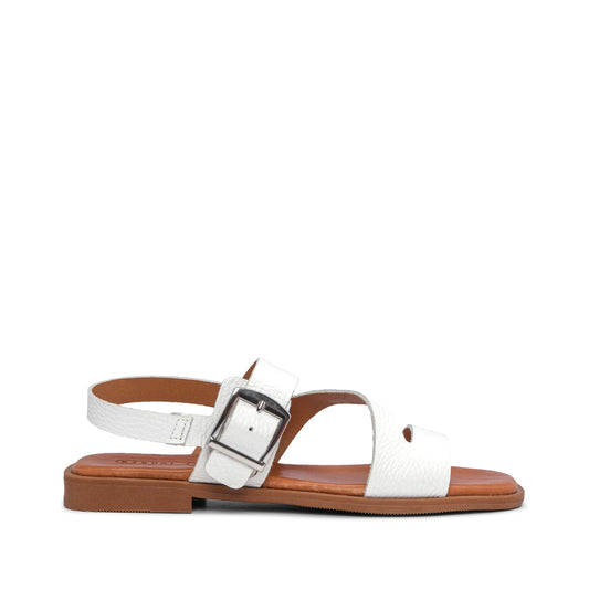 Sandália Salto Raso Mulher Pele Branco