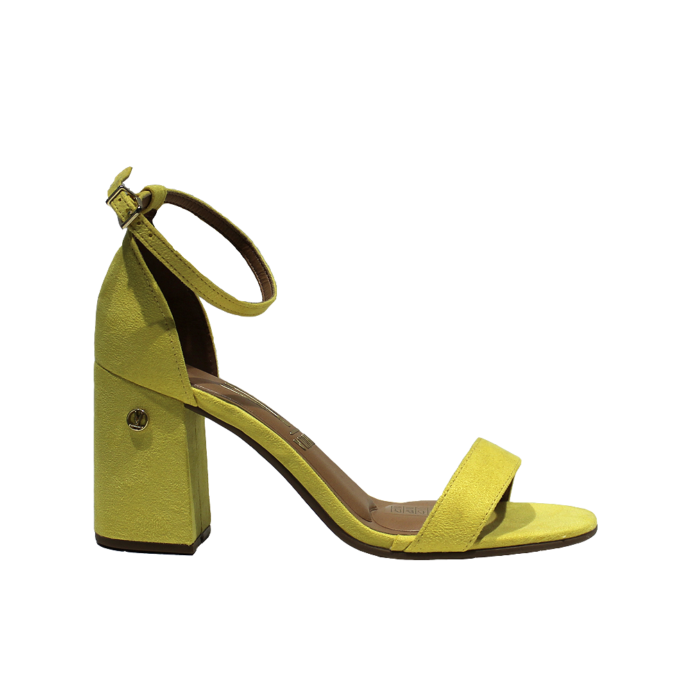 Sandália Salto Alto Mulher Camurça Amarelo
