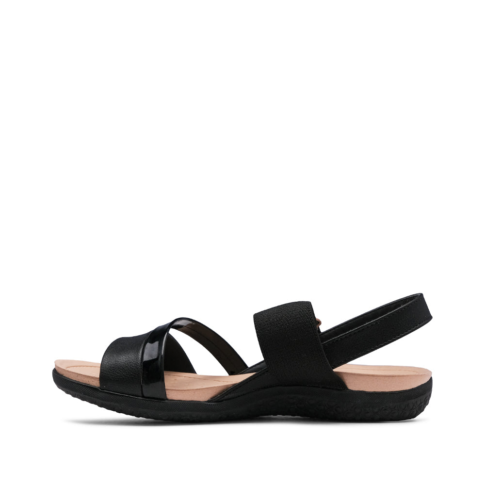 Sandália Salto Raso Mulher Pele Preto