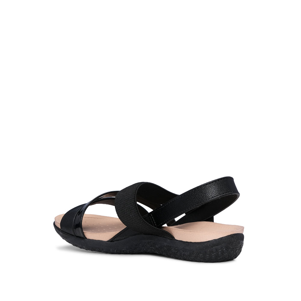 Sandália Salto Raso Mulher Pele Preto