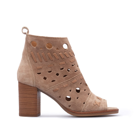 Sandália Salto Alto Mulher Camurça Camel