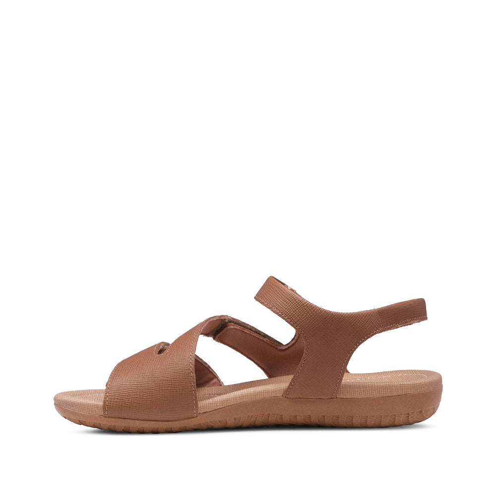 Sandália Salto Raso Mulher Pele Camel