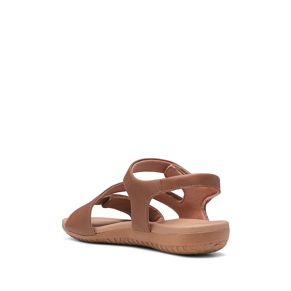 Sandália Salto Raso Mulher Pele Camel