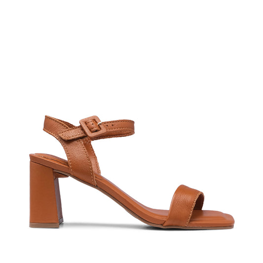 Sandália Salto Alto Mulher Pele Camel