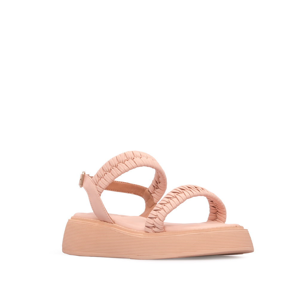 Sandália Salto Raso Mulher Pele Sintética Rosa