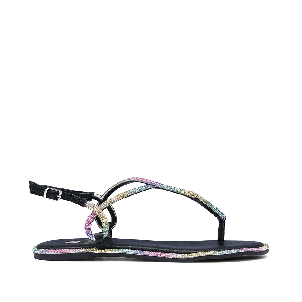 Sandália Salto Raso Mulher Pele Multicolor