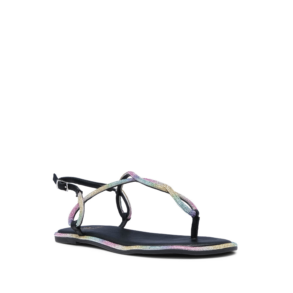 Sandália Salto Raso Mulher Pele Multicolor