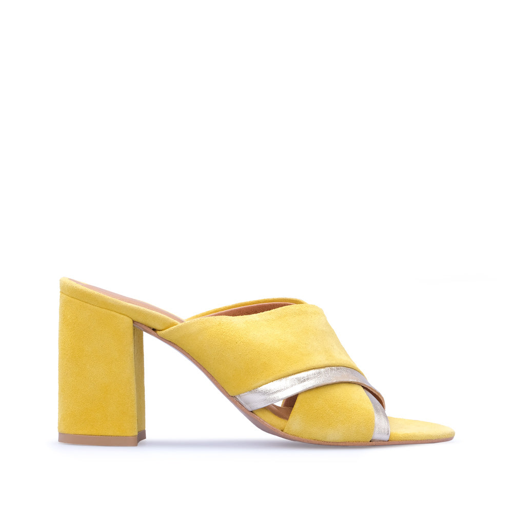 Soca Salto Alto Mulher Camurça Amarelo