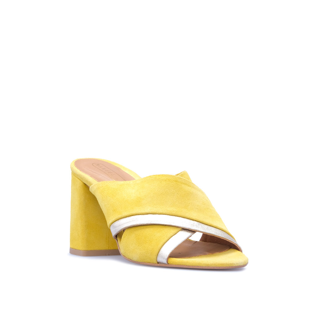 Soca Salto Alto Mulher Camurça Amarelo
