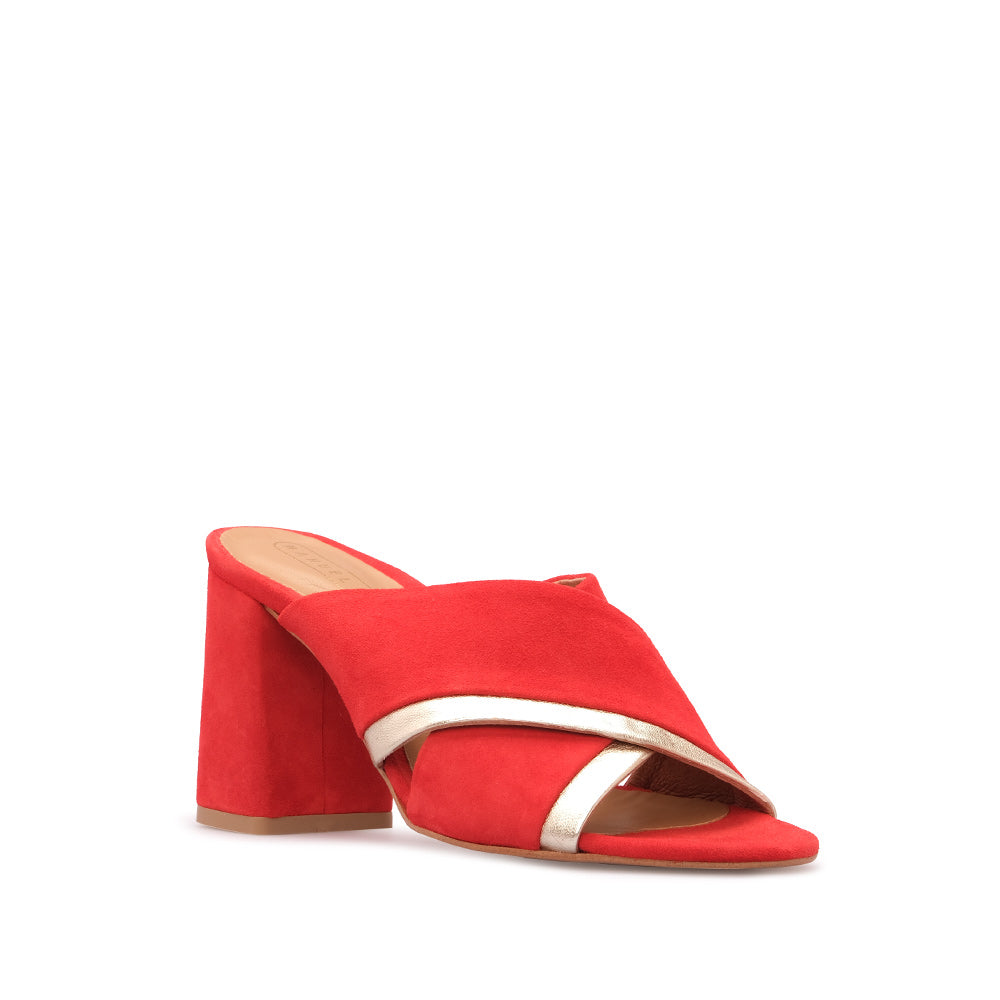 Soca Salto Alto Mulher Camurça Vermelho