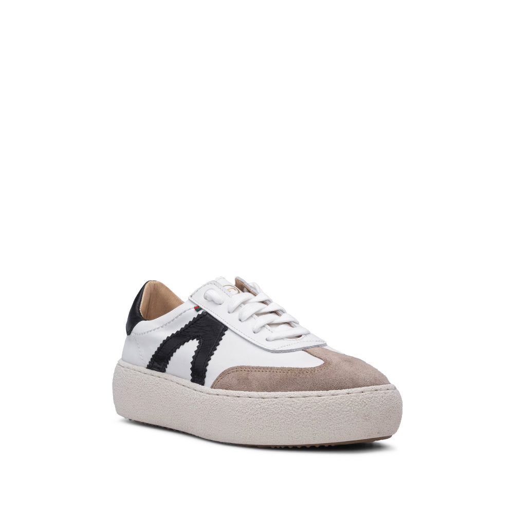 Sapatilha Casual Mulher Pele Branco E Preto