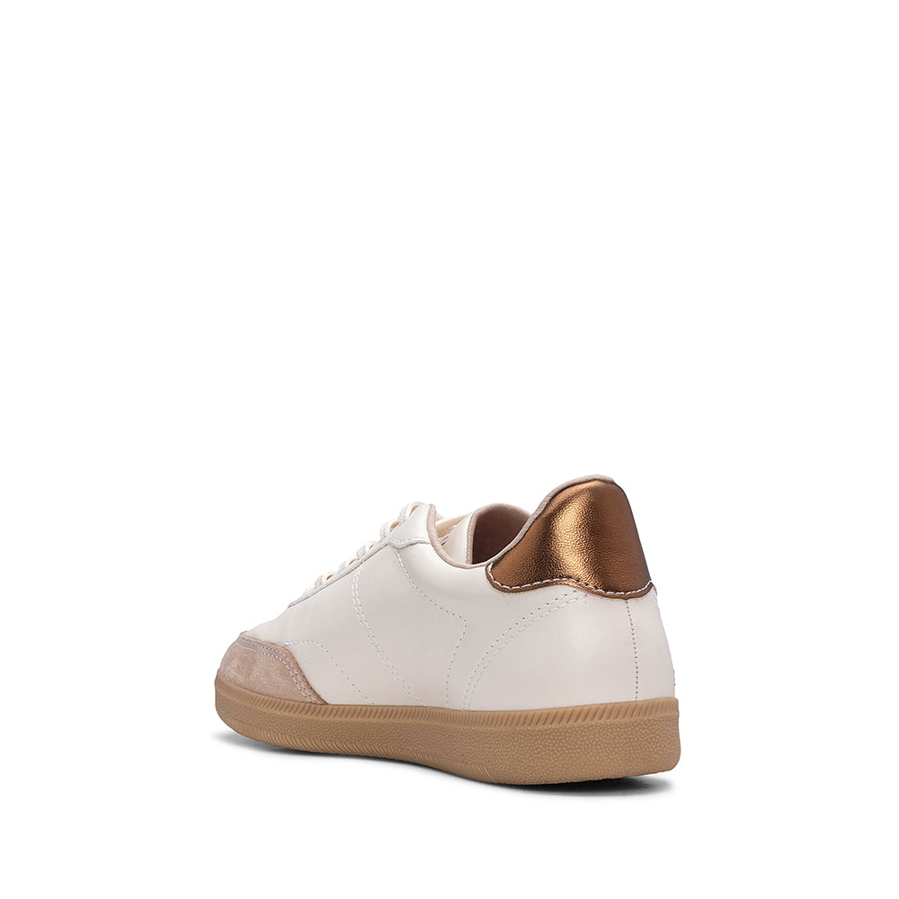 Sapatilha Casual Mulher Pele Sintética Bege E Bronze