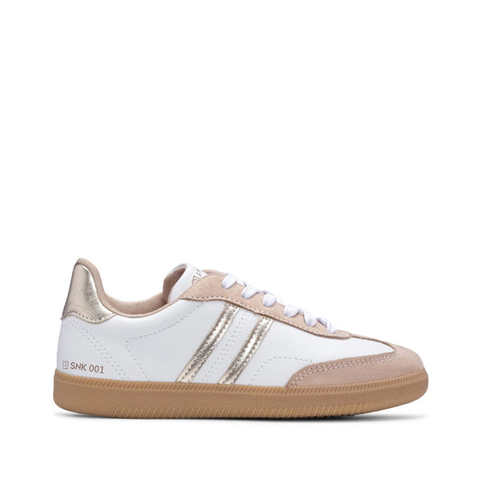 Sapatilha Casual Mulher Pele Sintética Branco E Dourado