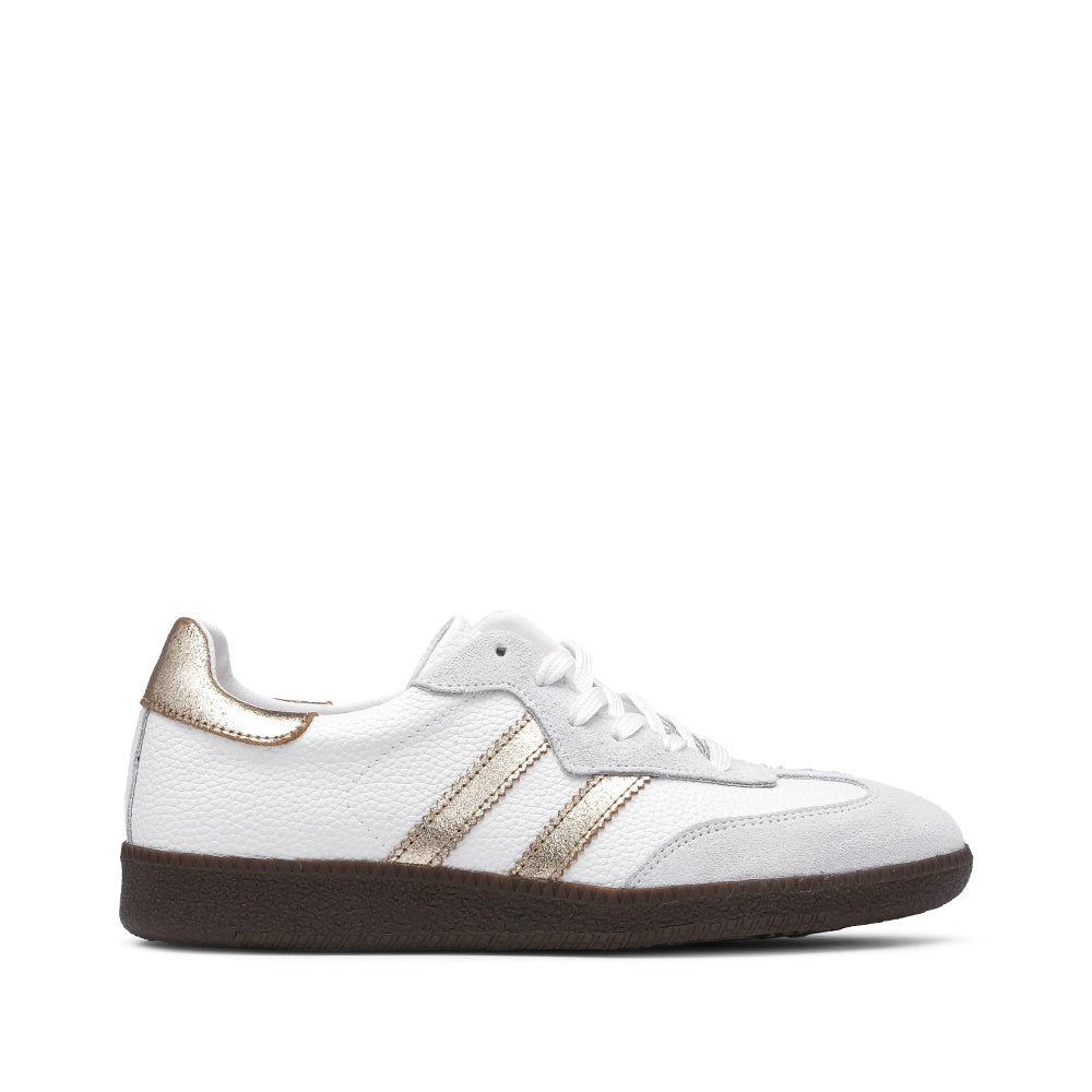 Sapatilha Casual Mulher Pele Branco E Ouro