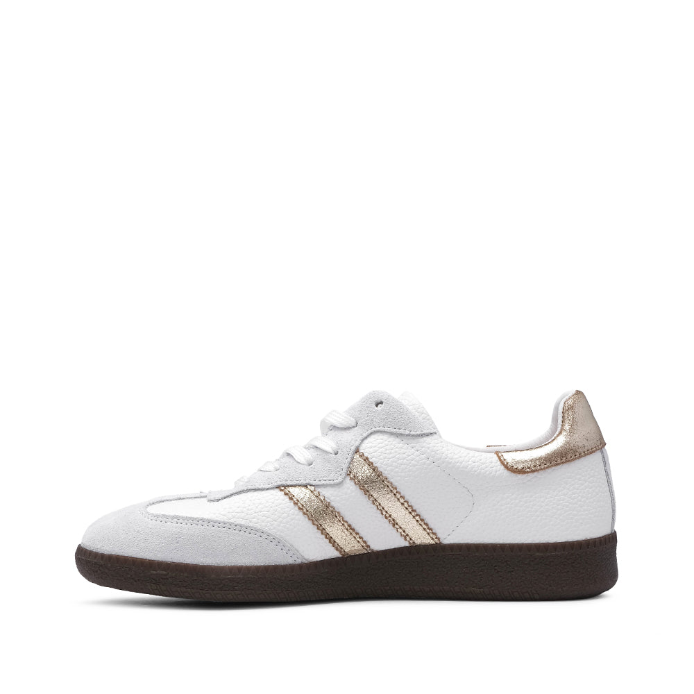 Sapatilha Casual Mulher Pele Branco E Ouro