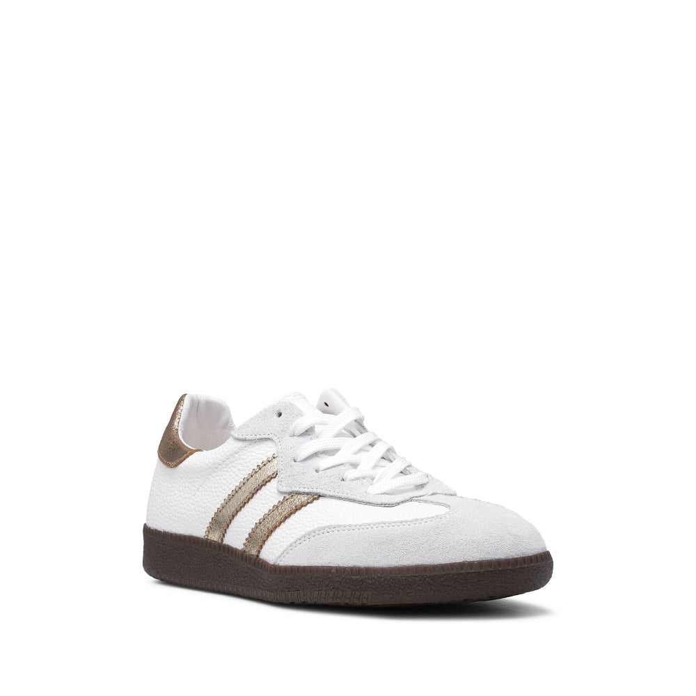 Sapatilha Casual Mulher Pele Branco E Ouro