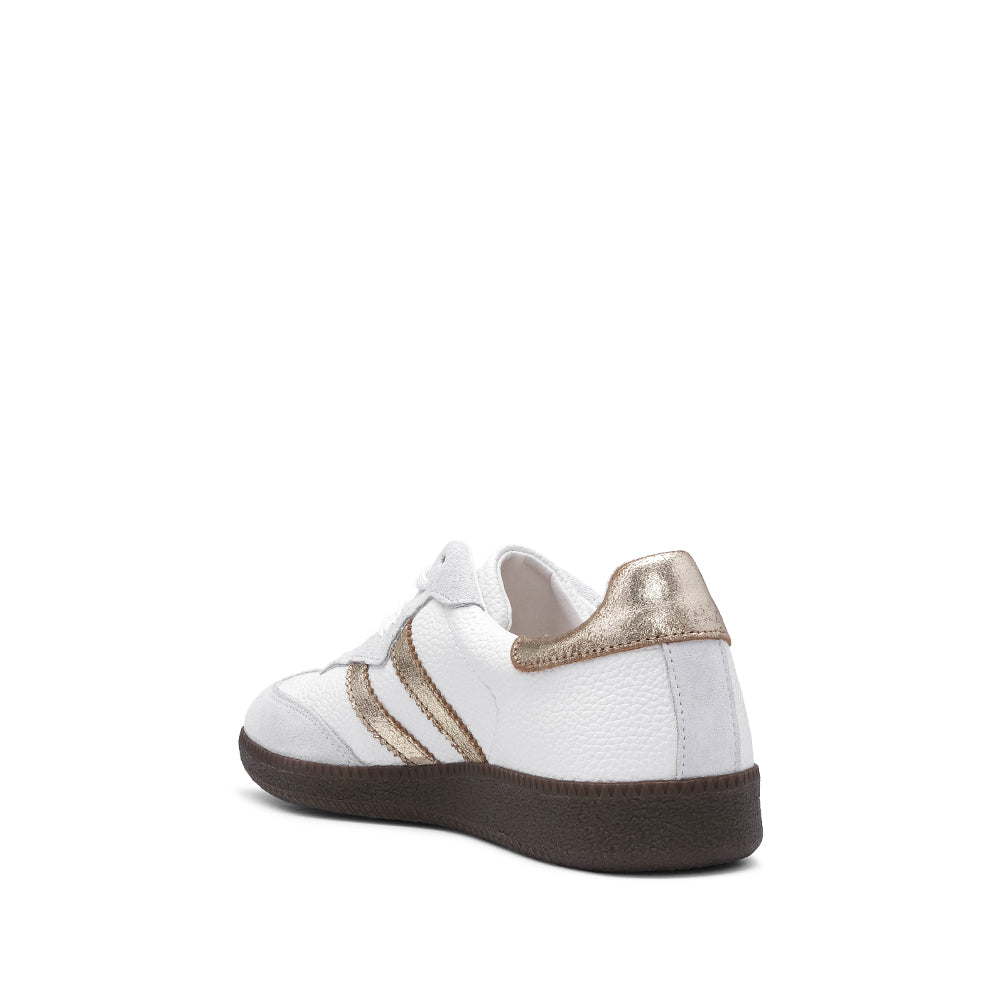 Sapatilha Casual Mulher Pele Branco E Ouro