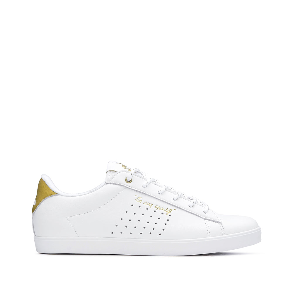 Sapatilha Casual Mulher Pele Branco E Dourado