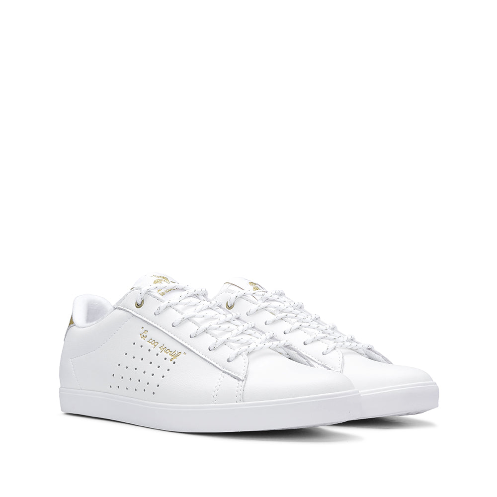 Sapatilha Casual Mulher Pele Branco E Dourado