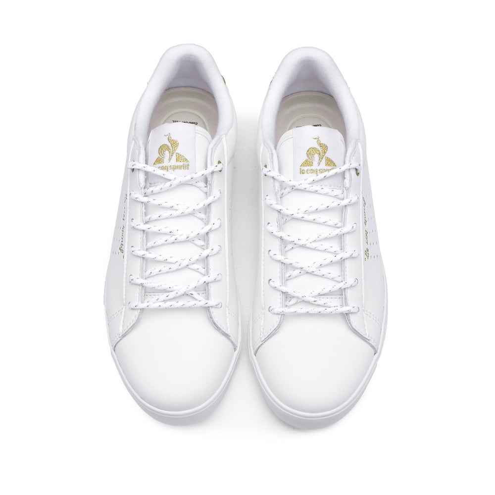 Sapatilha Casual Mulher Pele Branco E Dourado