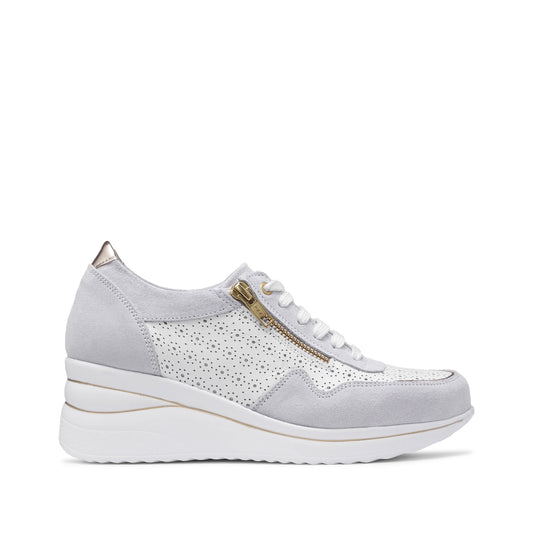 Sapatilha Salto Cunha Mulher Pele Branco