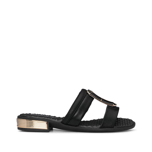 Chinelo Salto Raso Mulher Pele Preto