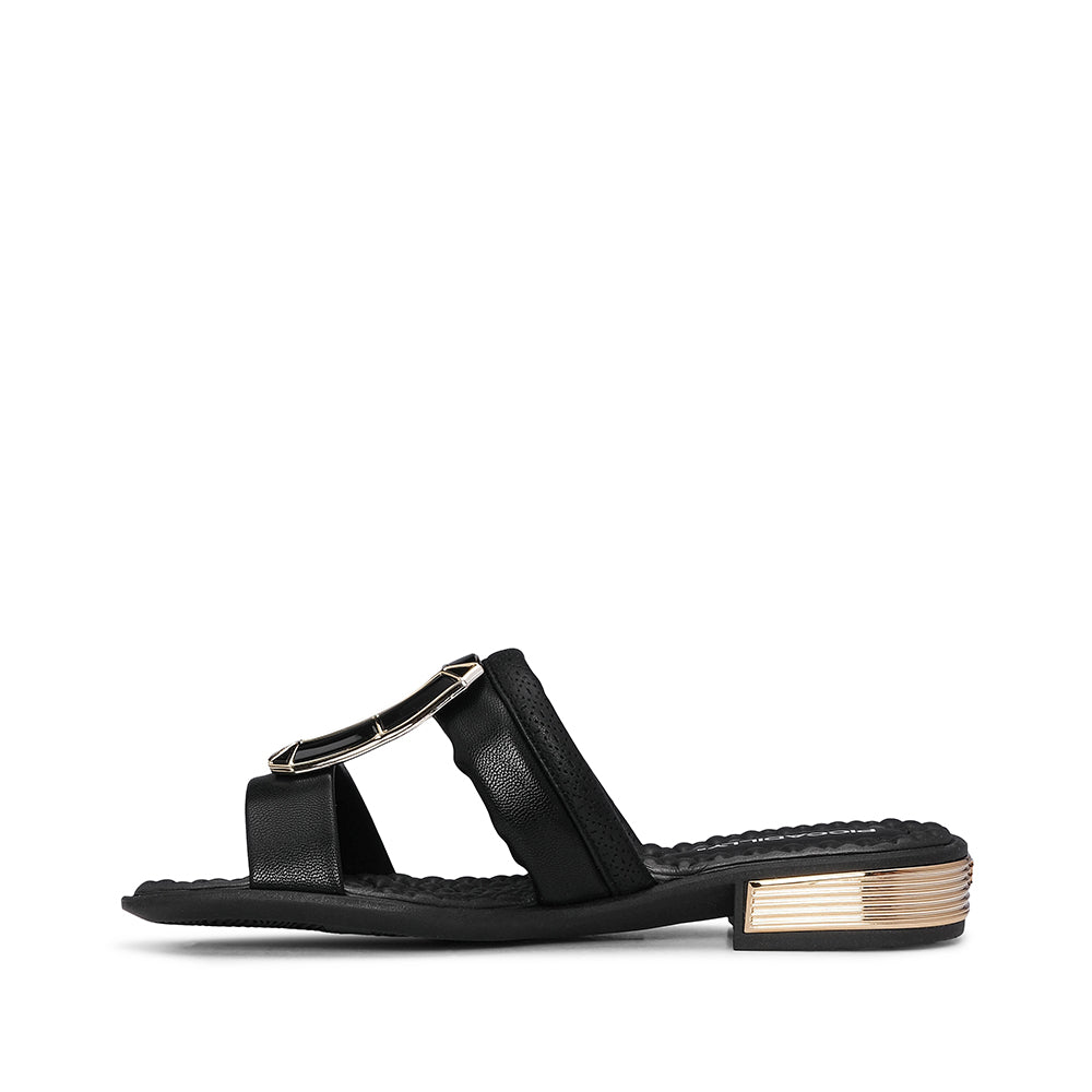 Chinelo Salto Raso Mulher Pele Preto