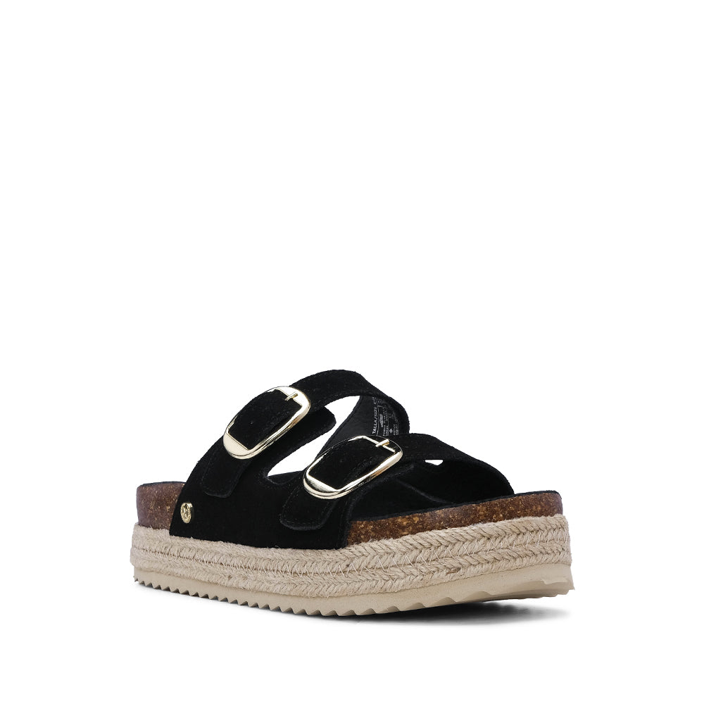 Chinelo Casual Mulher Com Sola em Ráfia Preto