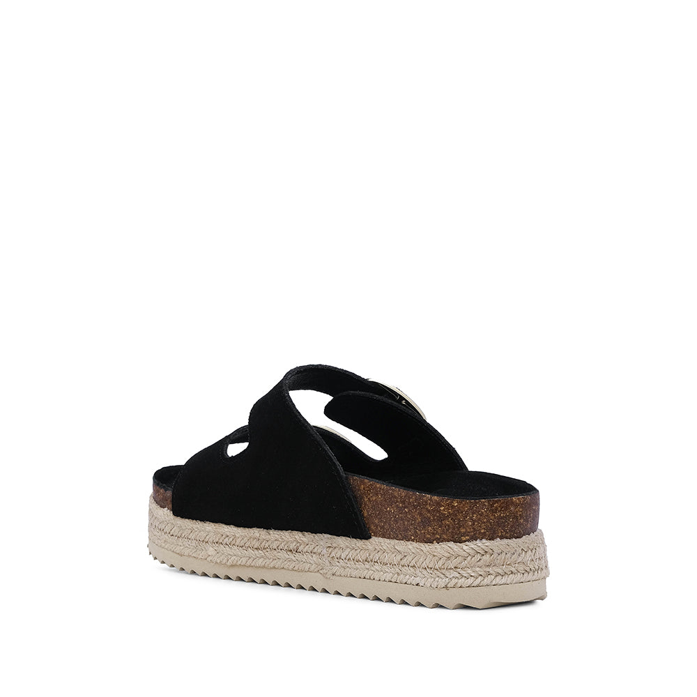 Chinelo Casual Mulher Com Sola em Ráfia Preto