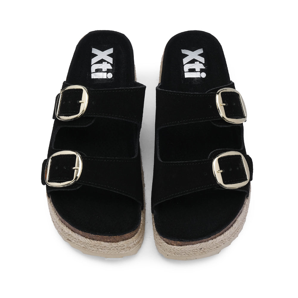 Chinelo Casual Mulher Com Sola em Ráfia Preto