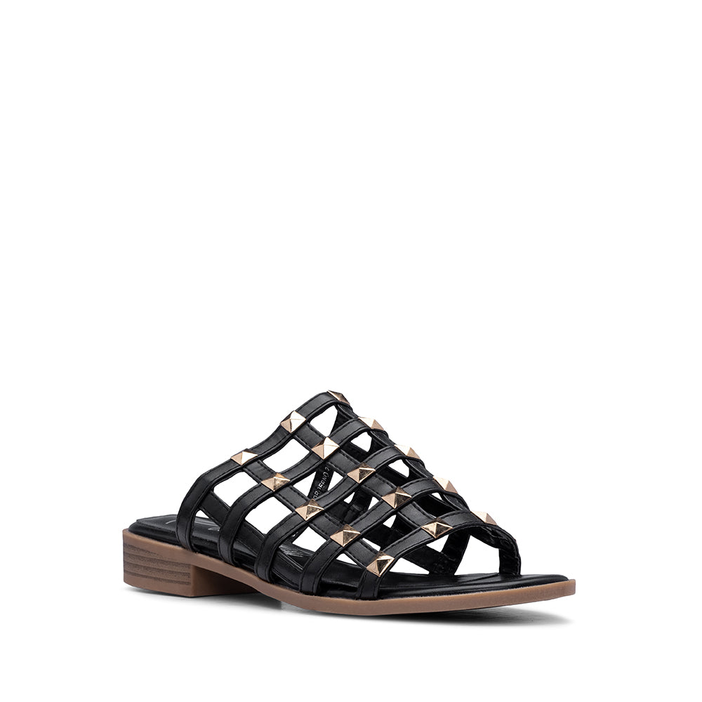 Chinelo Salto Raso Mulher Pele Sintética Preto