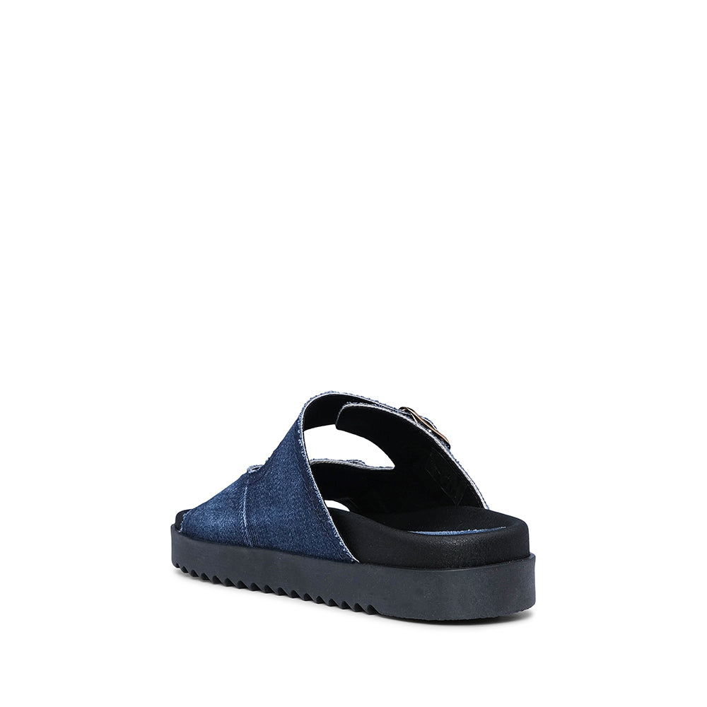Chinelo Salto Raso Mulher Têxtil Jeans