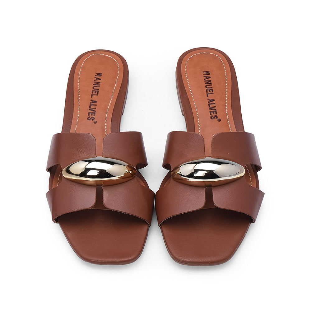 Chinelo Casual Mulher Pele Castanho